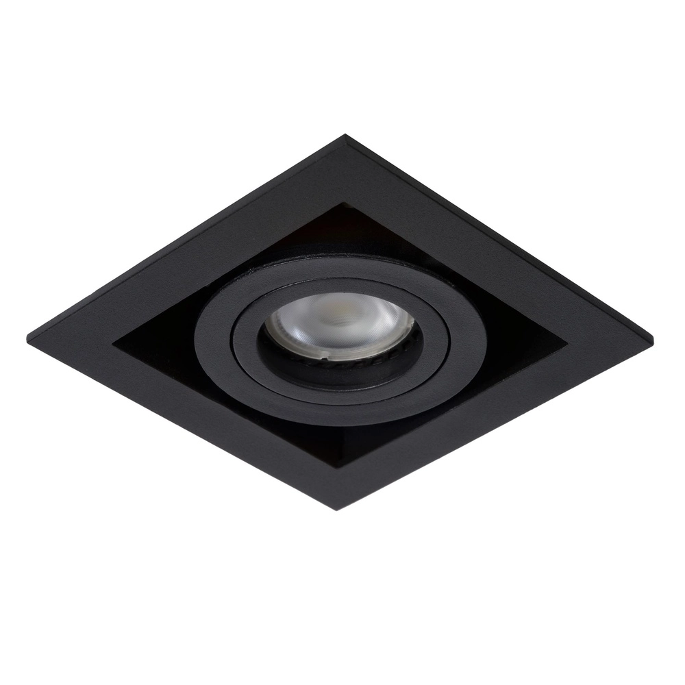 Vierkante inbouwspot Chimney enkel zwart