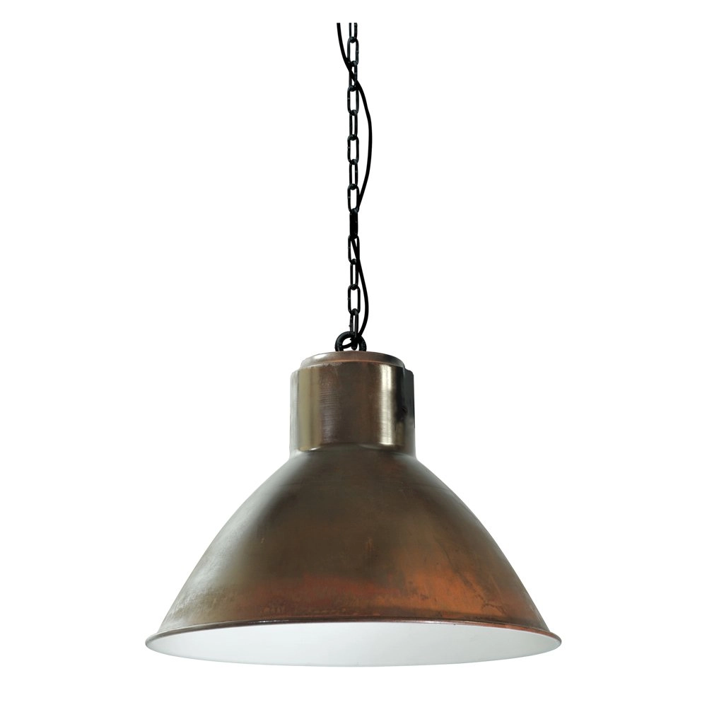 Landelijke industrie hanglamp Industria 44 koperbruin met zwart