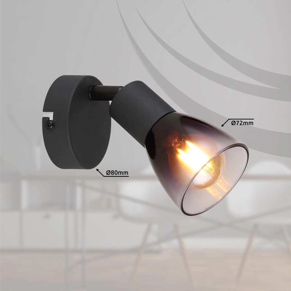 Zwarte wandlamp Satella enkel Globo 9007371446926