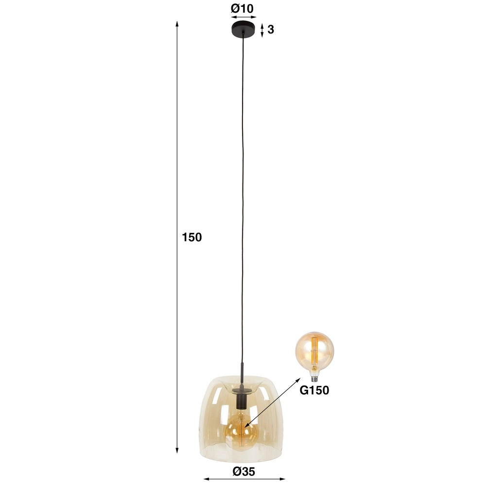 Glazen hanglamp Drift Ø 35cm - amber glas Lyora 8716803512689
