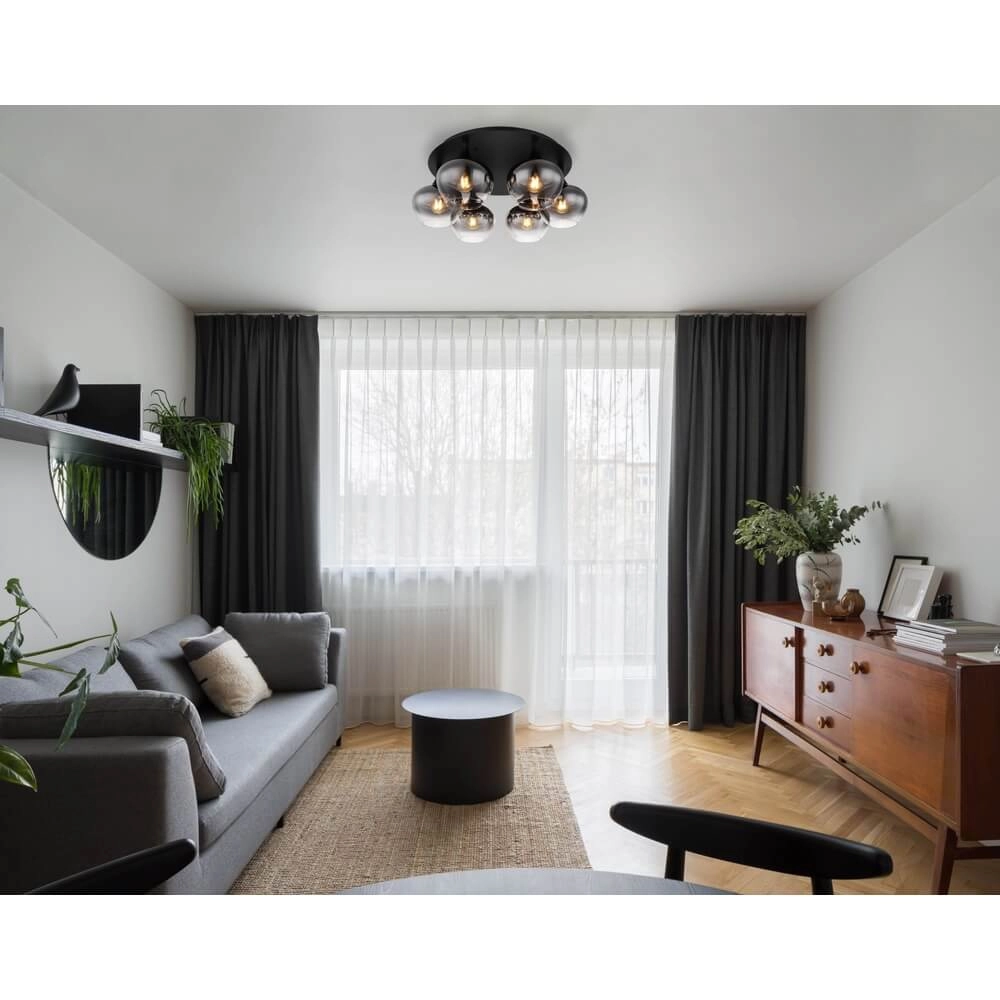 Zwarte plafondlamp Maxy 6-lichts Ø 65cm Globo 9007371435395