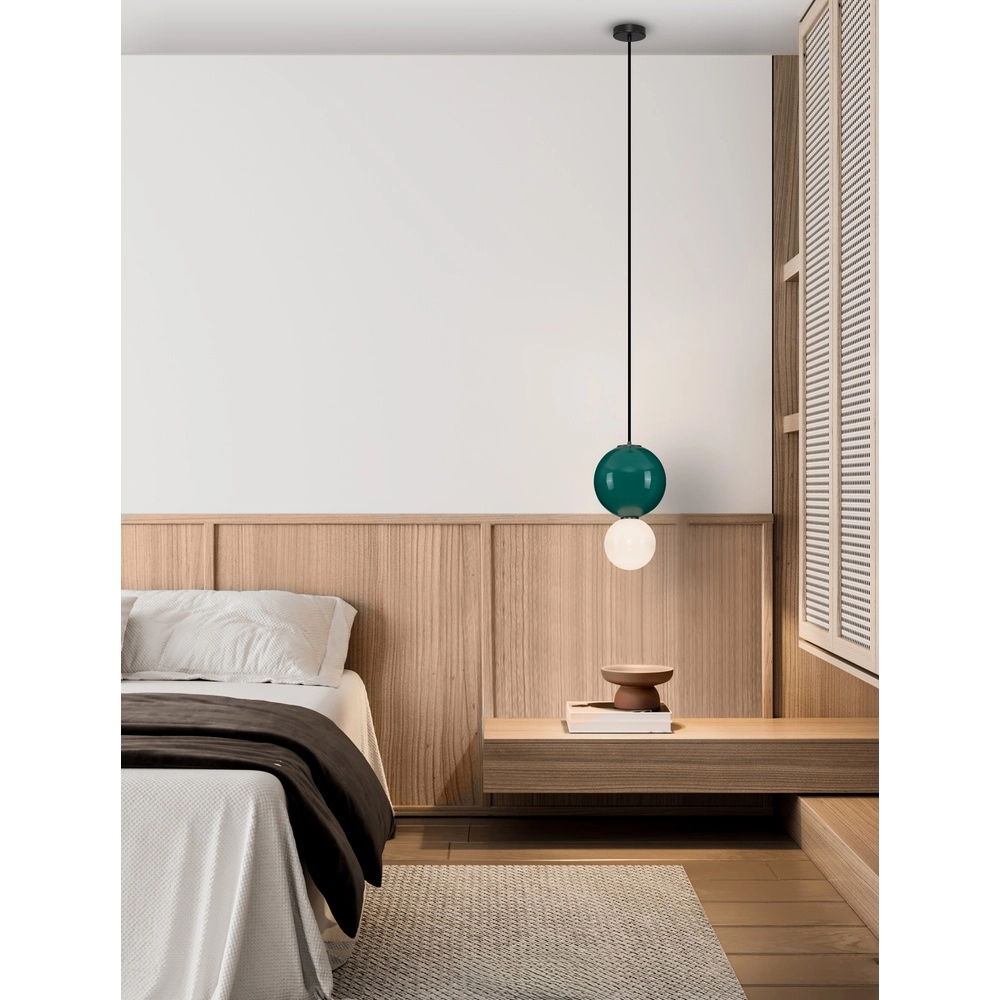 Pendant lamp Noesis Ø 25cm green with white Lyora 5212017483645