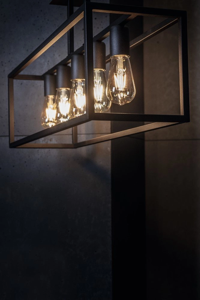 Strakke hanglamp Crate 5-lichts zwart Lyora 5903139904797