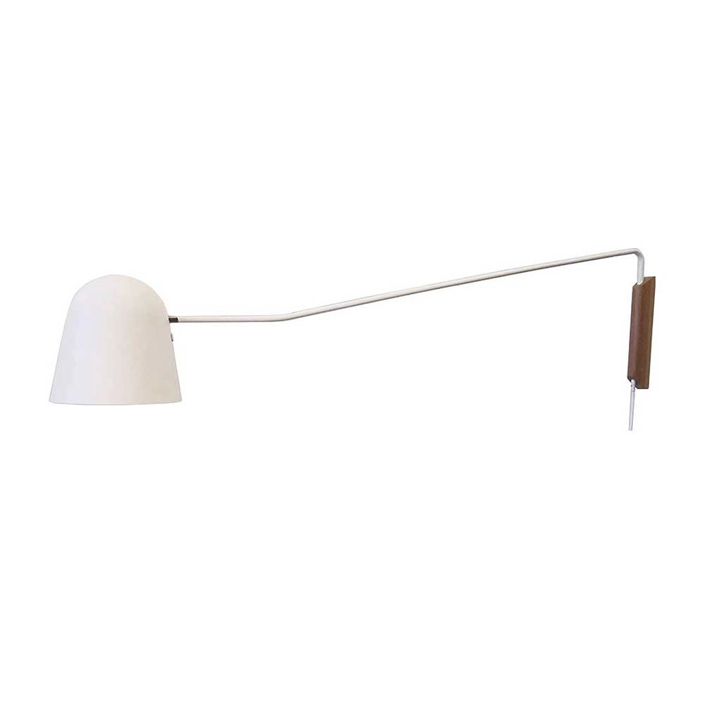 Strakke leeslamp Sensa wit met hout Strakke leeslamp Sensa wit met hout