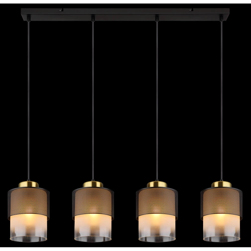 Hanglamp Olga 4-lichts zwart met gaas Globo 9007371455485