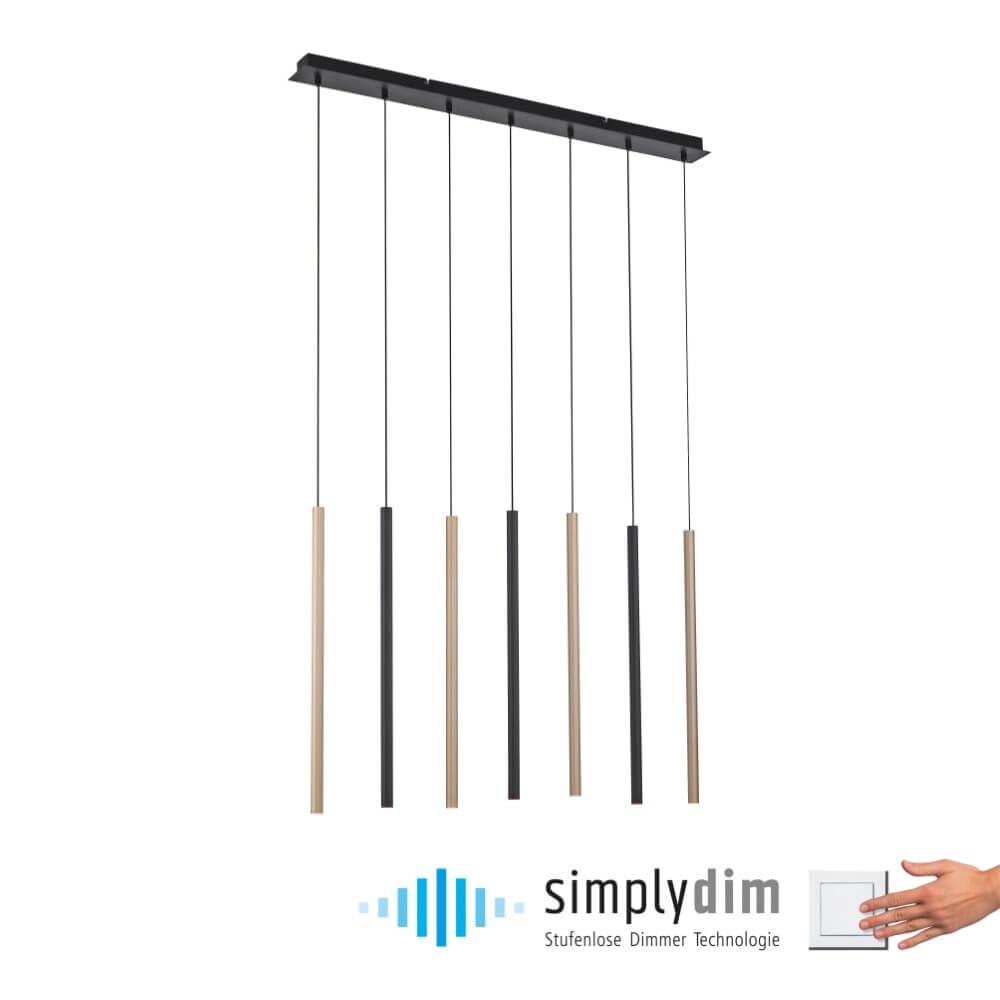 Unieke hanglamp Flute 7-lichts Paul Neuhaus 4012248374771