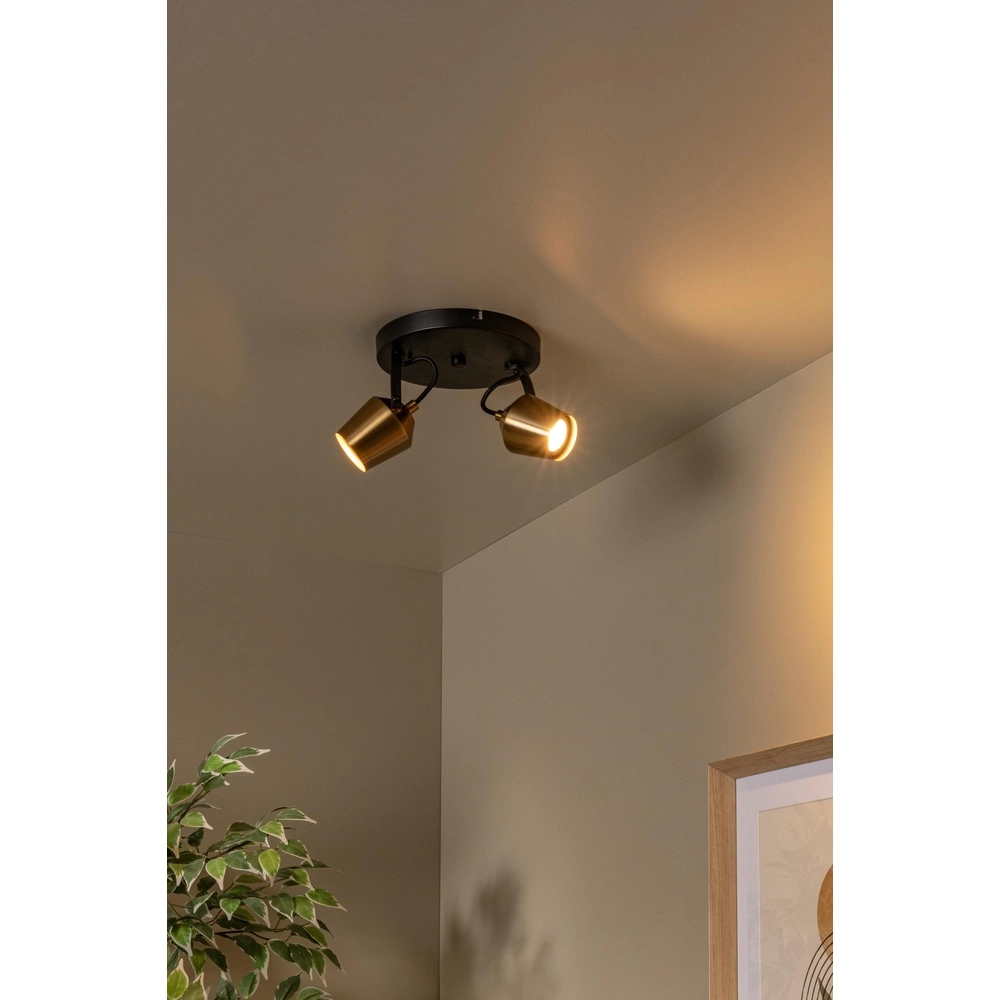2-lichts plafondlamp Emile zwart met goud Lucide 5411212510082