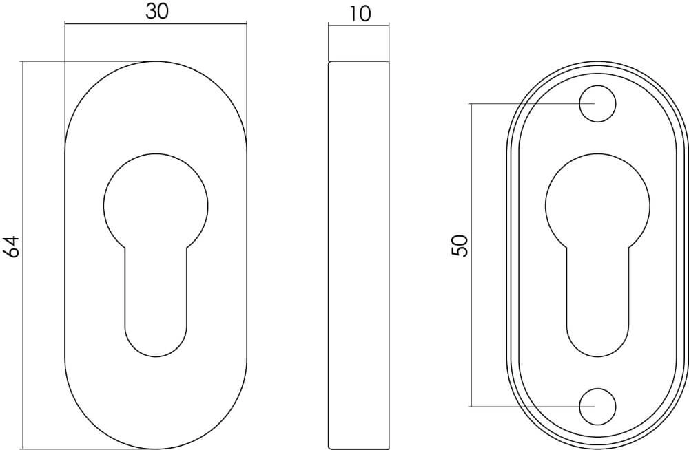 Ovaal cilinderrozet Tira RVS Intersteel 8714186073650