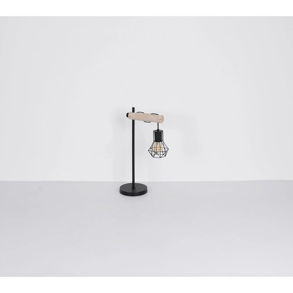 Vloerlamp Priska zwart met hout Globo 9007371443840
