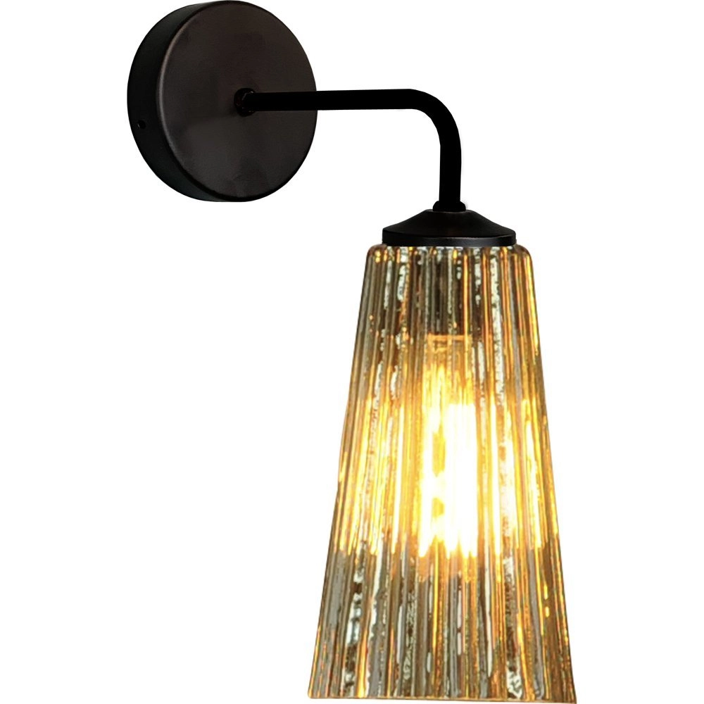 Wandlamp zwart Quinto met gestreept glas