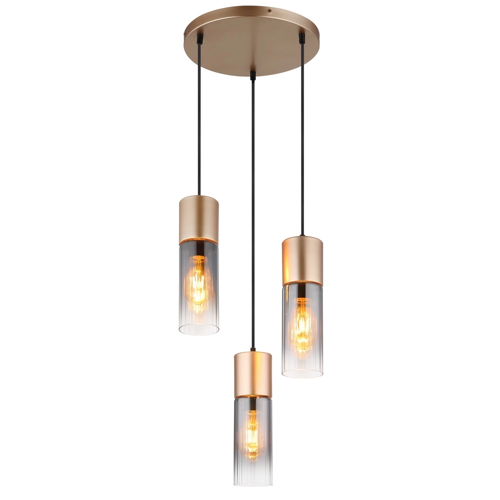 3-lichts hanglamp Annika bruin design