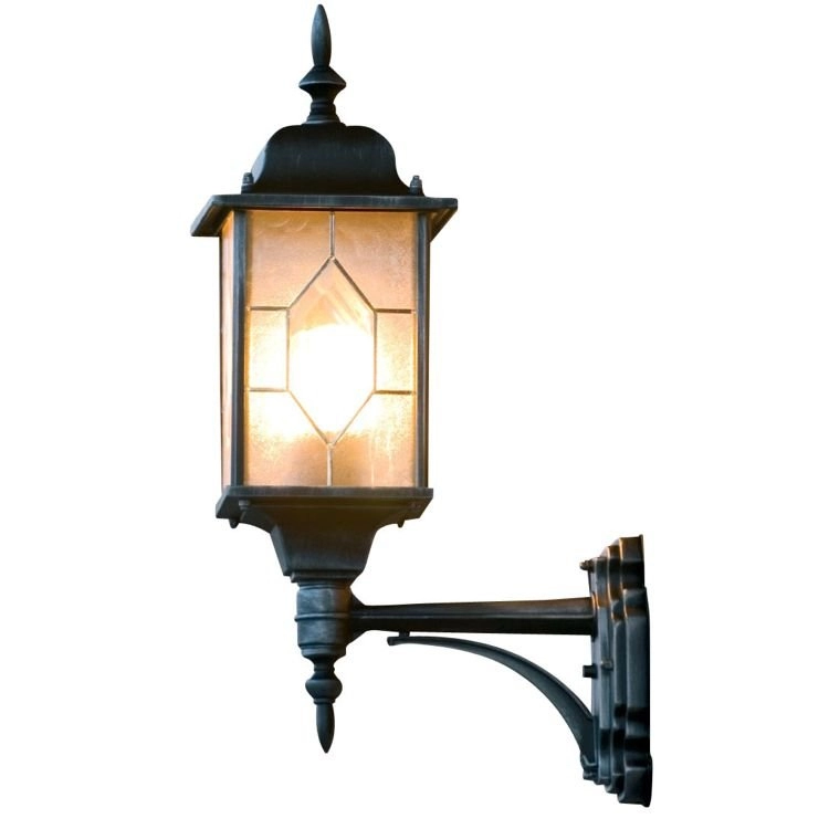 Buitenlamp Milano Up zwart zilver gevlamd
