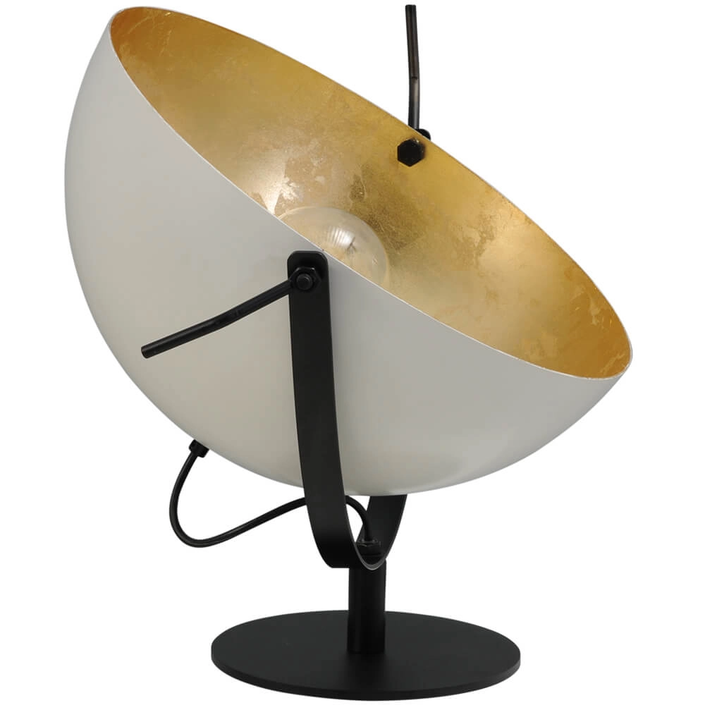 Retro witte staande lamp Industria Uplight 60cm wit met oud zilver