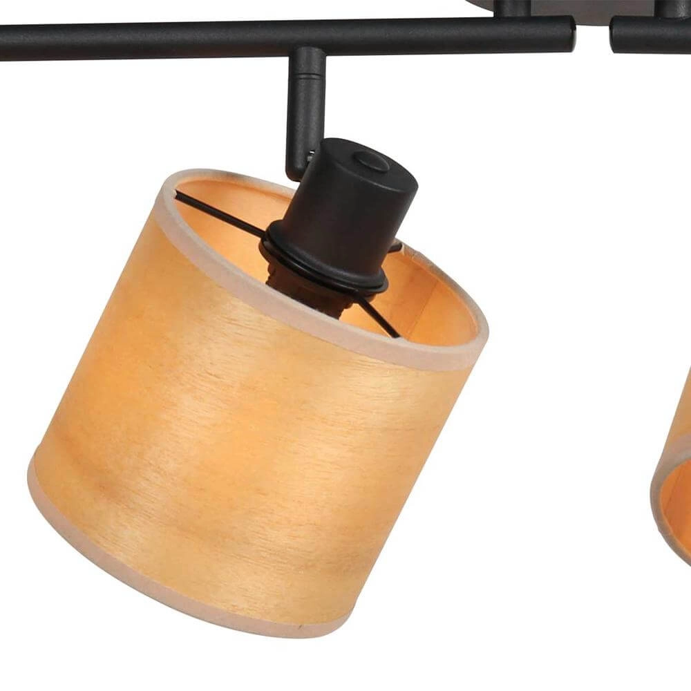 Plafondlamp Bambus zwart met bamboe 4-lichts Steinhauer 8712746171433