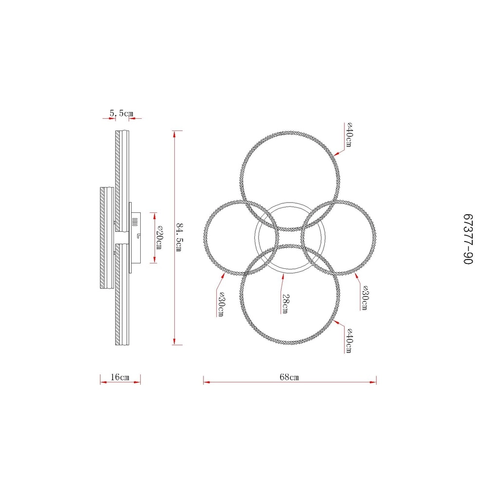 Plafondlamp Francine gunmetal 4 ringen Globo 9007371592630