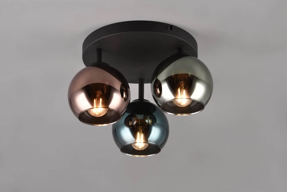 Design plafondlamp Sheldon zwart met smoke glas Trio 4017807585247