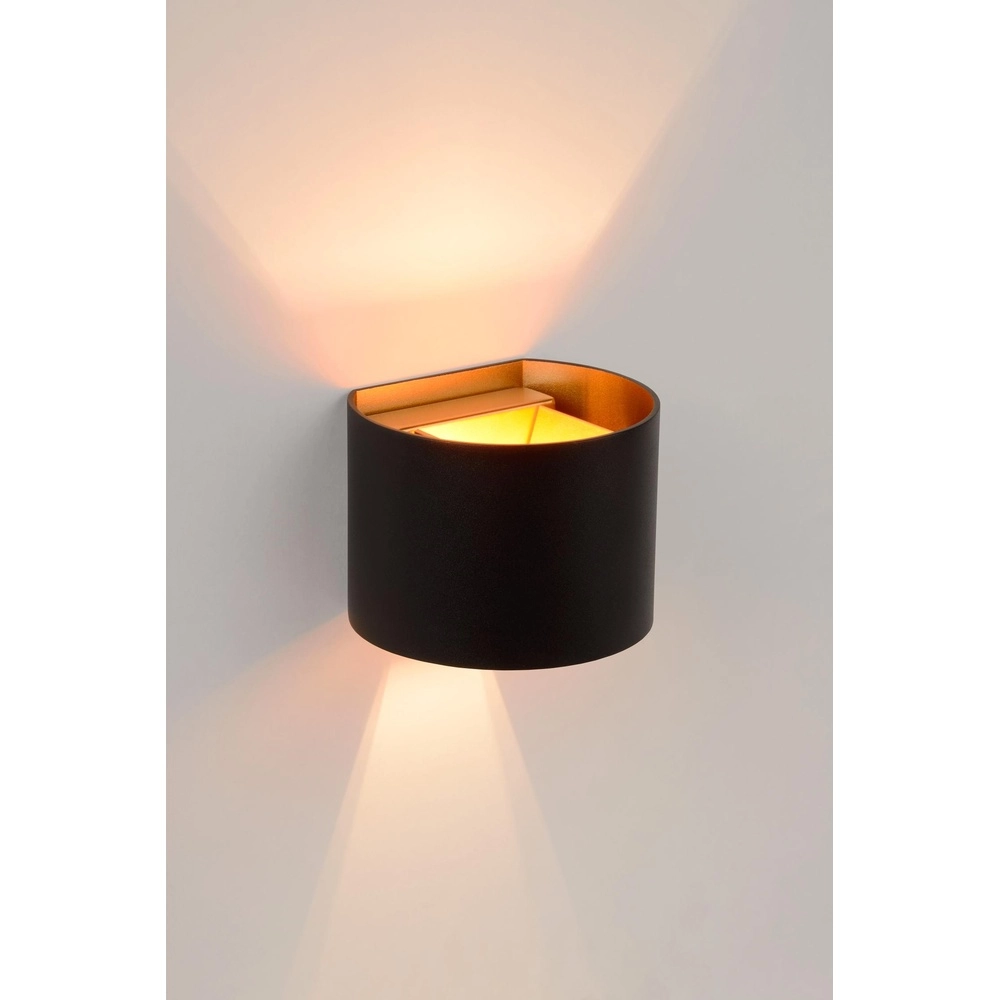 Afgeronde wandspot Xio 2700K zwart Lucide 5411212092007