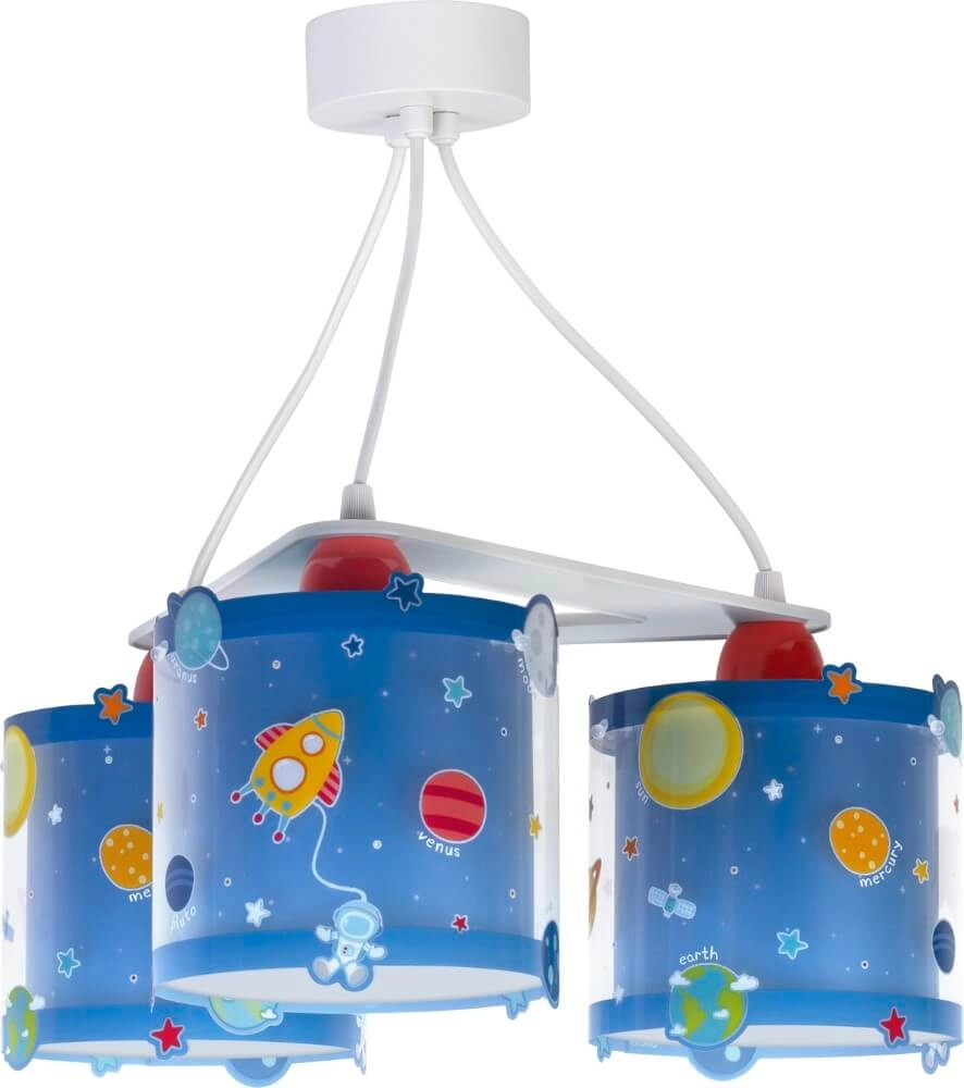 Kinderkamer hanglamp Planets 3-lichts blauw