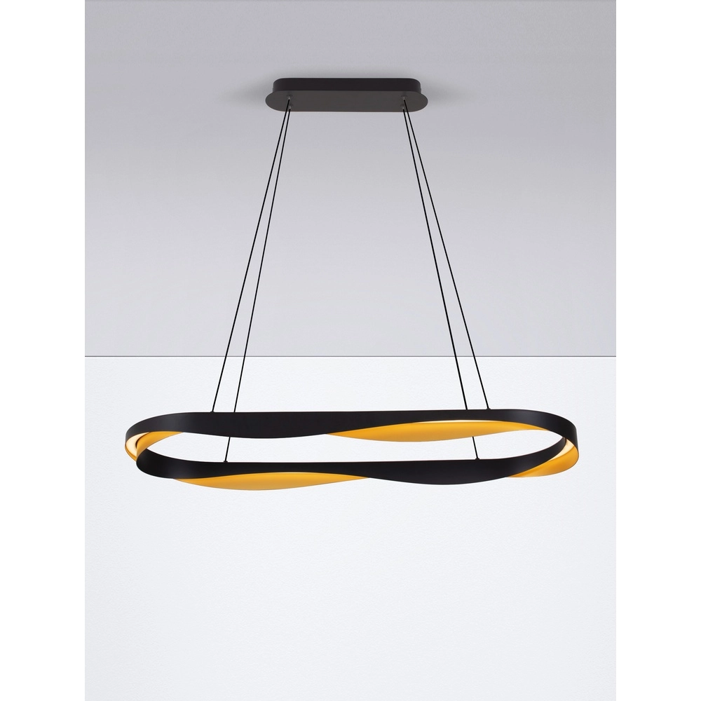 Hanglamp Radon Ø 100cm zwart met goud