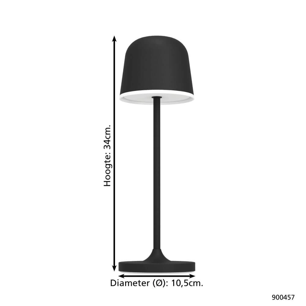 Oplaadbare buitenlamp Mannera zwart Eglo 9008606243990