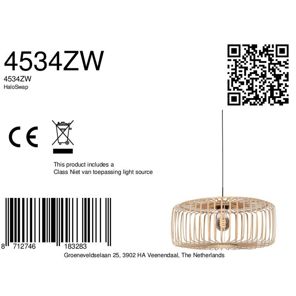 Hanglamp HaloSwap Ø 60cm rotan Steinhauer 8712746183283