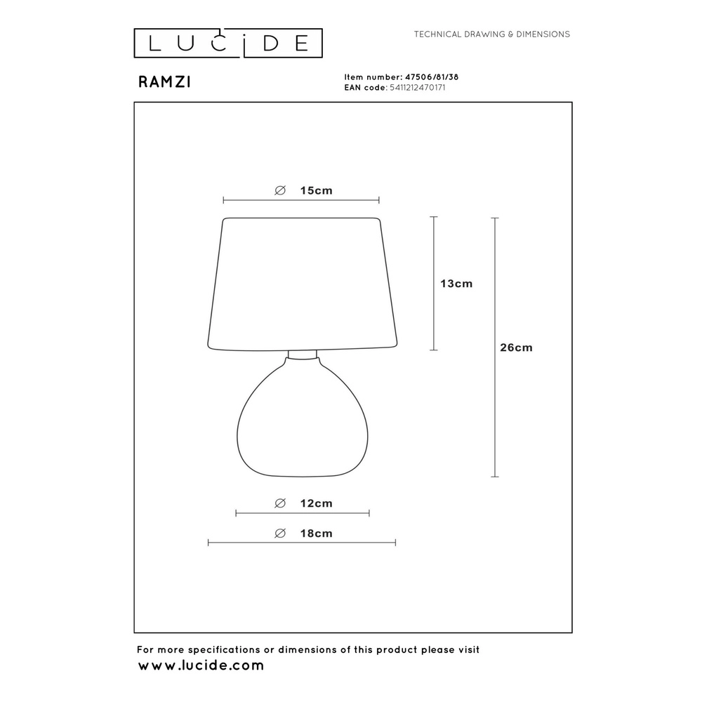 Schemerlamp Ramzi zand bruin Lucide 5411212470171