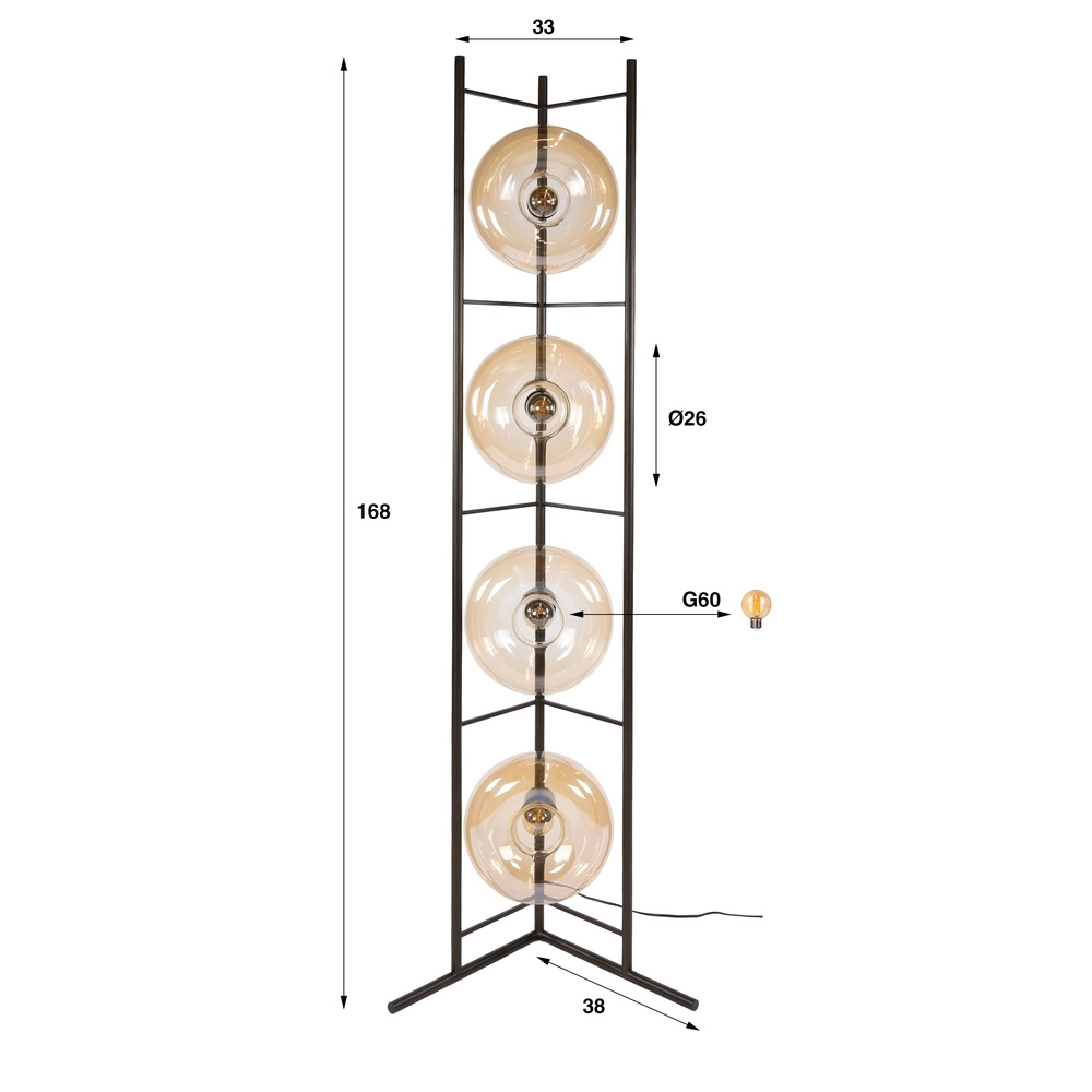 Glazen vloerlamp Soll 4x Ø 26cm Lyora 8716803510913