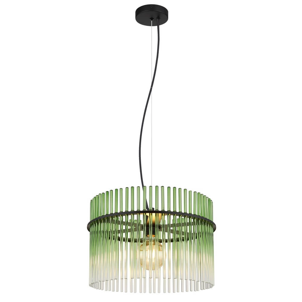 Zwarte hanglamp Gorley met groen glas Ø 40cm