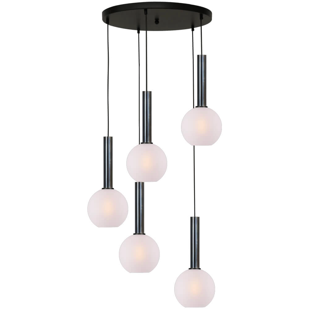 Vide hanglamp Bella 2 5-lichts met witte glazen Vide hanglamp Bella 2 5-lichts met witte glazen