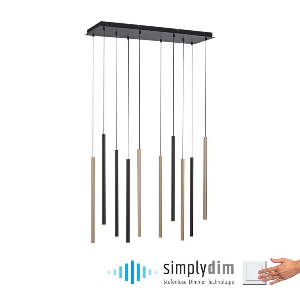 Unieke hanglamp Flute 10-lichts Paul Neuhaus 4012248374788
