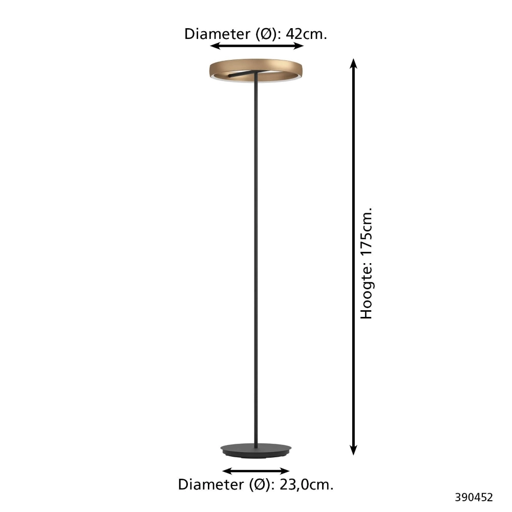 Vloerlamp Trabuco zwart met bruin Ø 42cm Stars of Light 9008606359967