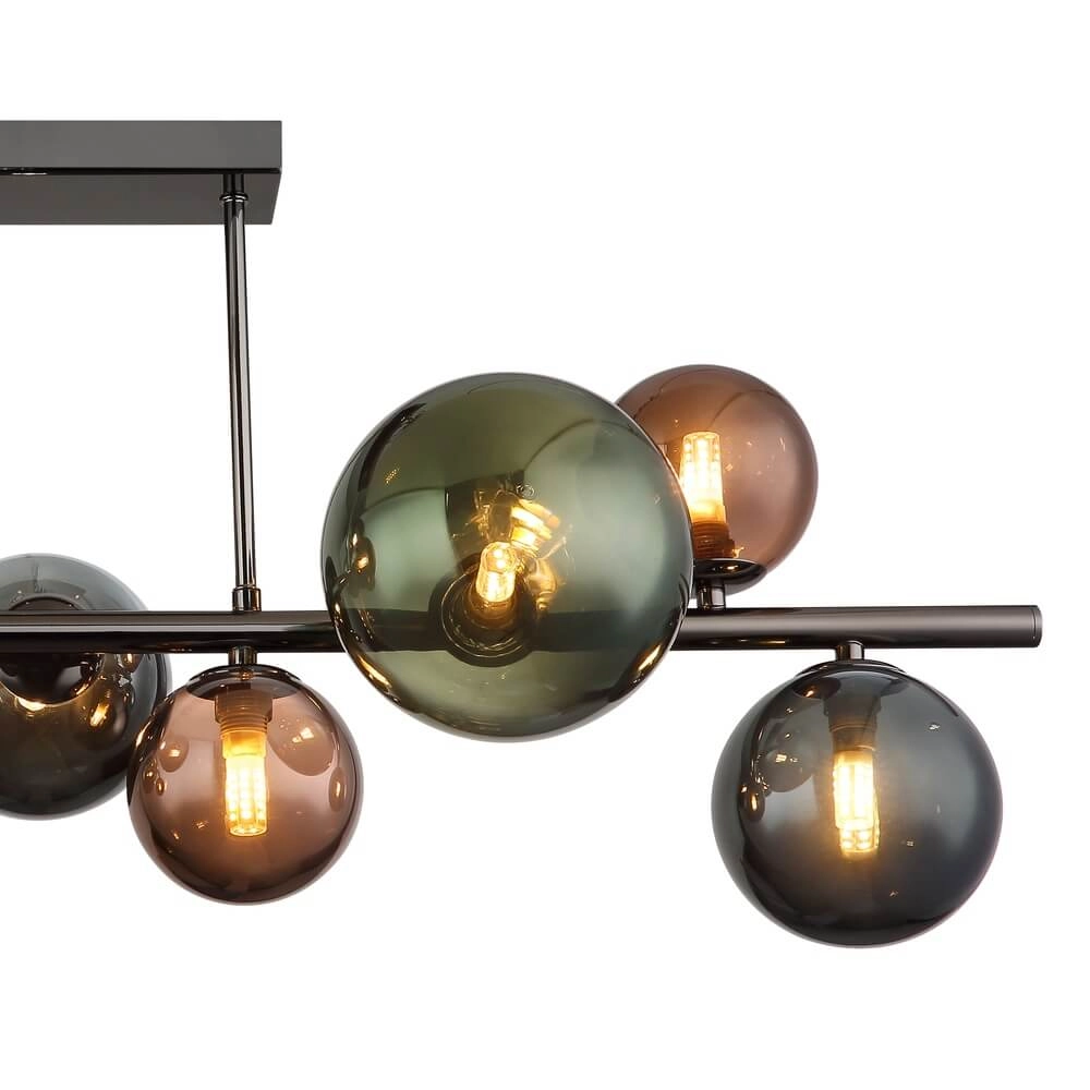 Zwarte plafondlamp Riha gekleurd glas 9-lichts Globo 9007371453115