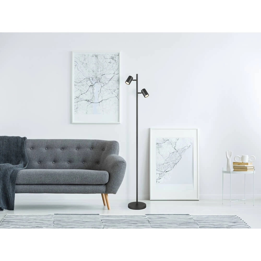 Grijze vloerlamp James dubbel Globo 9007371456840