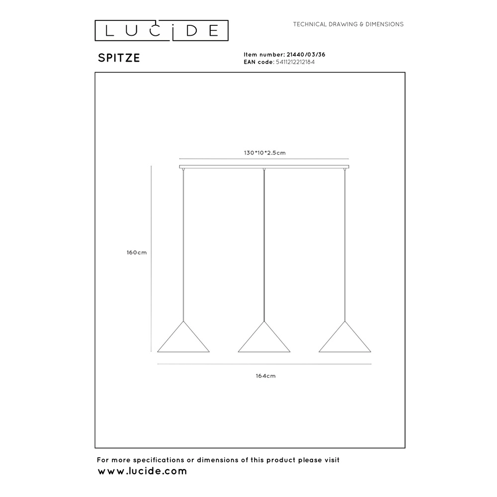 3-lichts hanglamp Spitze grijs Lucide Vibes 5411212212184