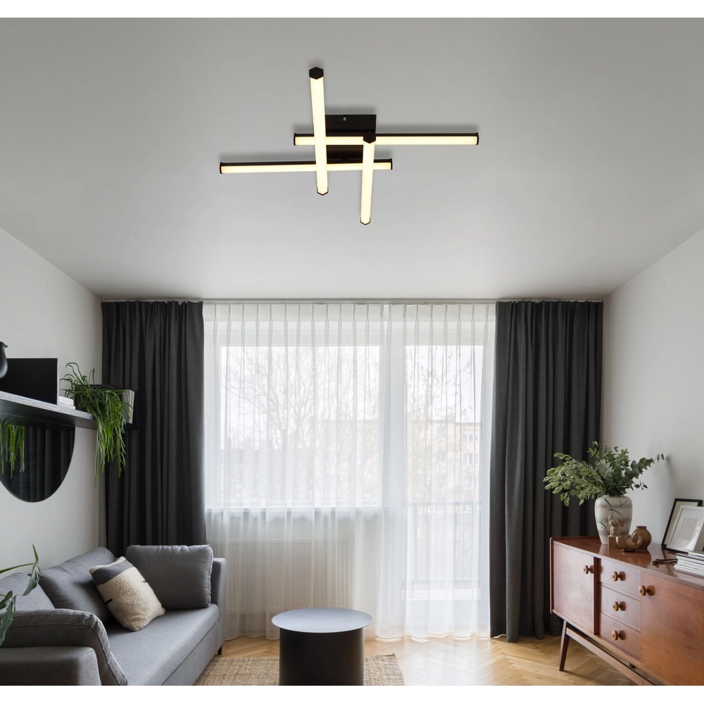 Moderne plafondlamp Kirina 50cm zwart vierkant Globo 9007371515233