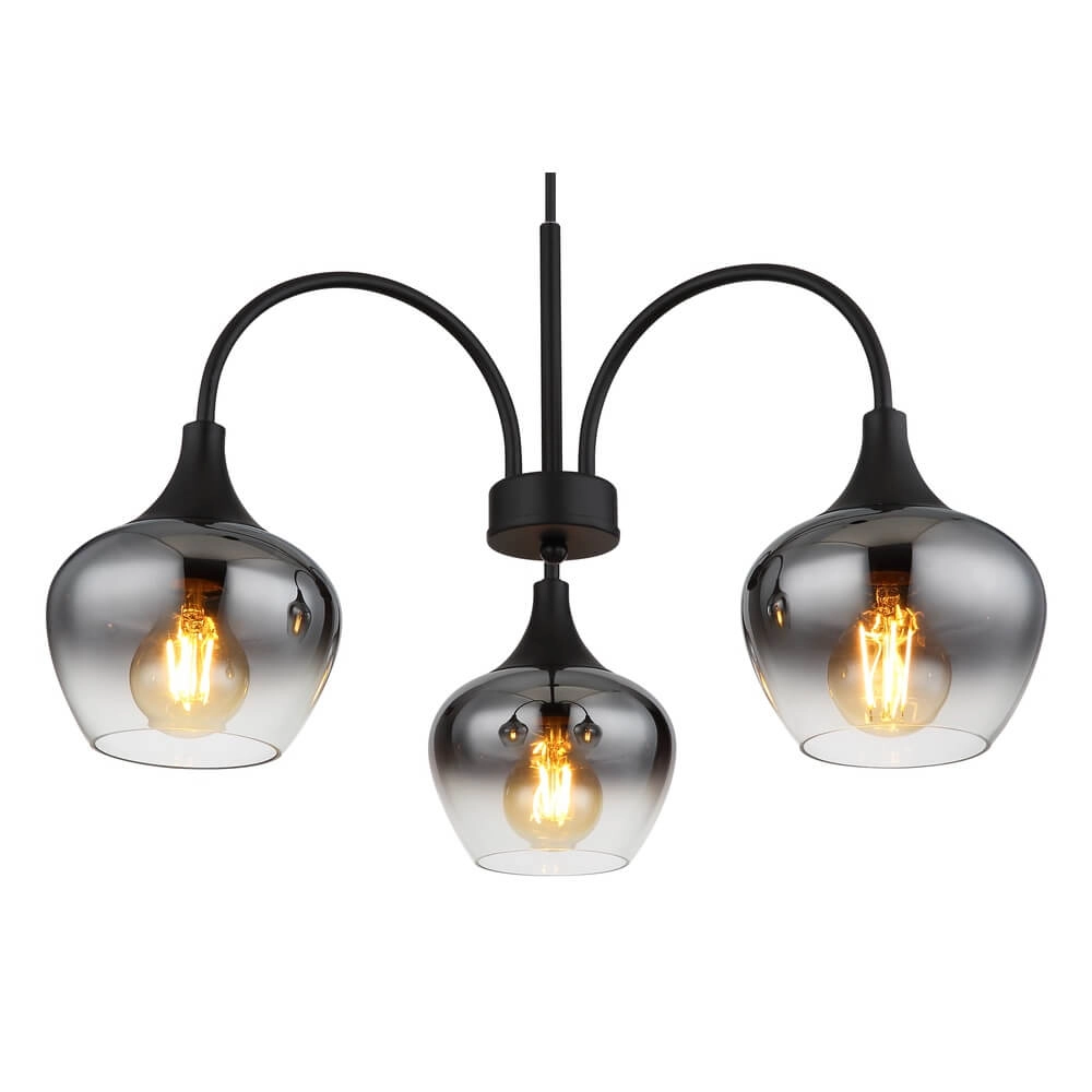 3-lichts hanglamp Maxy zwart met smoke glas Globo 9007371468188