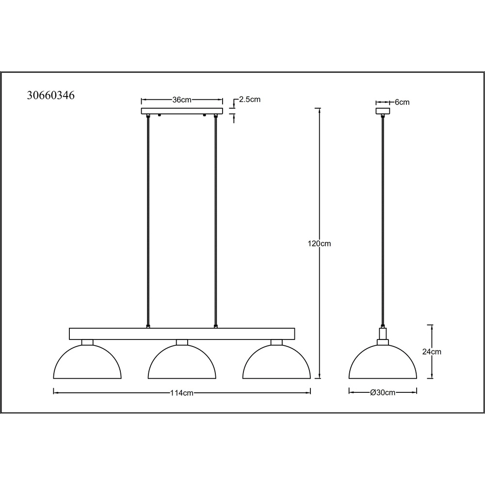 Landelijke hanglamp Romy 3-lichts zwart met hout Globo 9007371586356