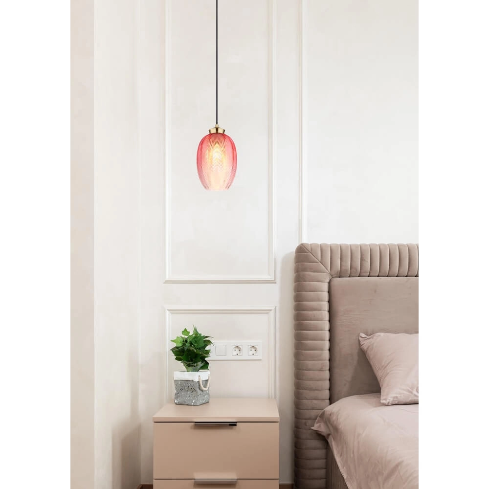 Hanglamp Jessica met roze glas Ø 18cm Globo 9007371484119