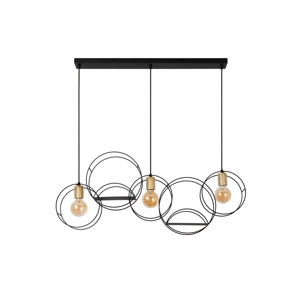 Unieke hanglamp Circle 3-lichts zwart