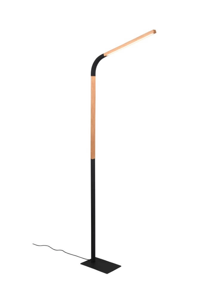 Flexibele leeslamp Norris zwart met hout Flexibele leeslamp Norris zwart met hout