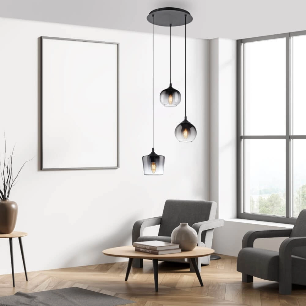 Zwarte hanglamp Zea 3-lichts Just Light 4043689994181