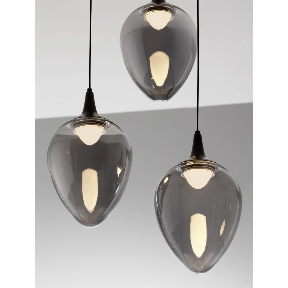Hanglamp Nali 3-lichts smoke glas