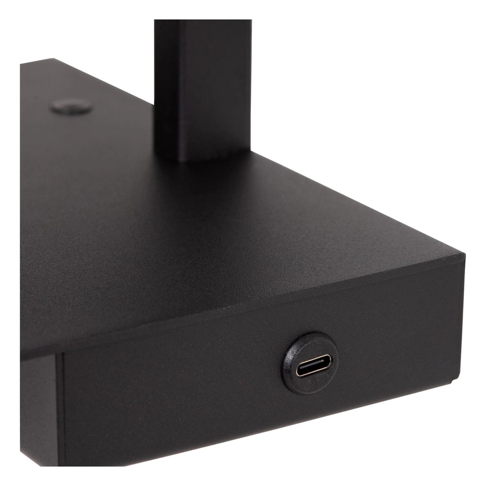 Design bedlampje Gregory zwart met USB oplaadpunt Lucide 5411212303370