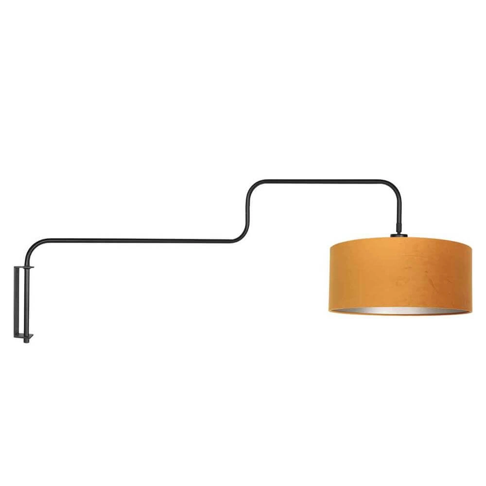 Wandlamp Bloeba zwart met gouden kap