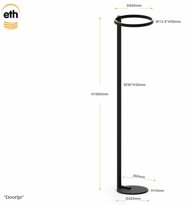 Moderne vloerlamp Joyce Ø 40cm ETH 8720195310334