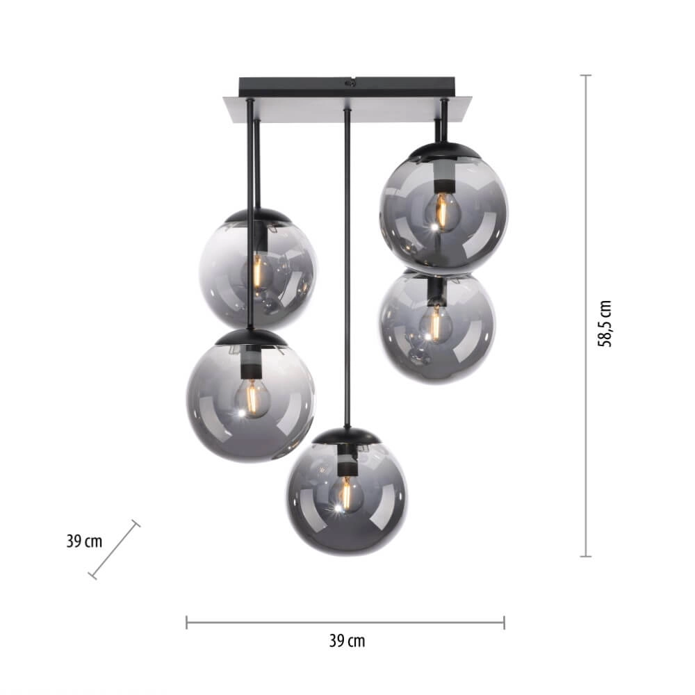 5-lichts plafondlamp Big Widow zwart Just Light 4043689988371