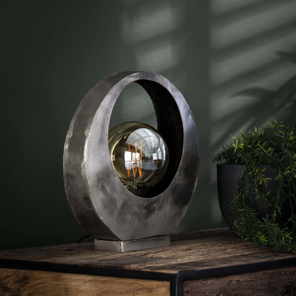 Industriële tafellamp Full Ø 30cm - oud zilver Lyora 8716803511798
