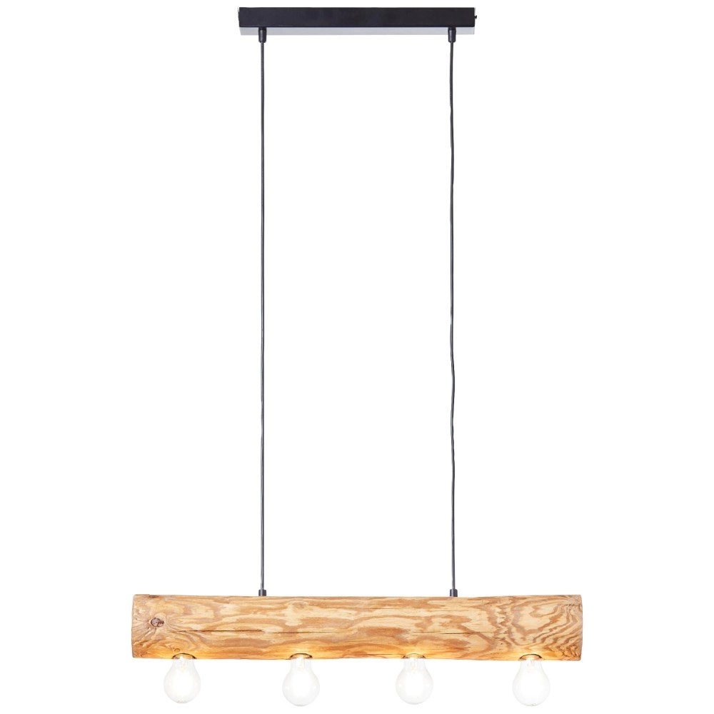 Houten hanglamp Trabo 4-lichts hout met zwart Brilliant 4004353393518