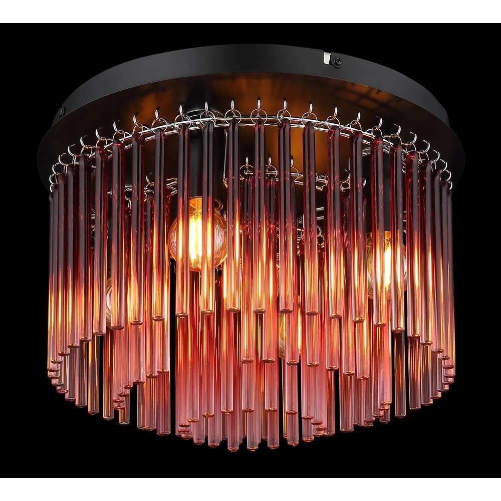 Zwarte plafondlamp Gorley met rood glas Ø 32cm Globo 9007371474967