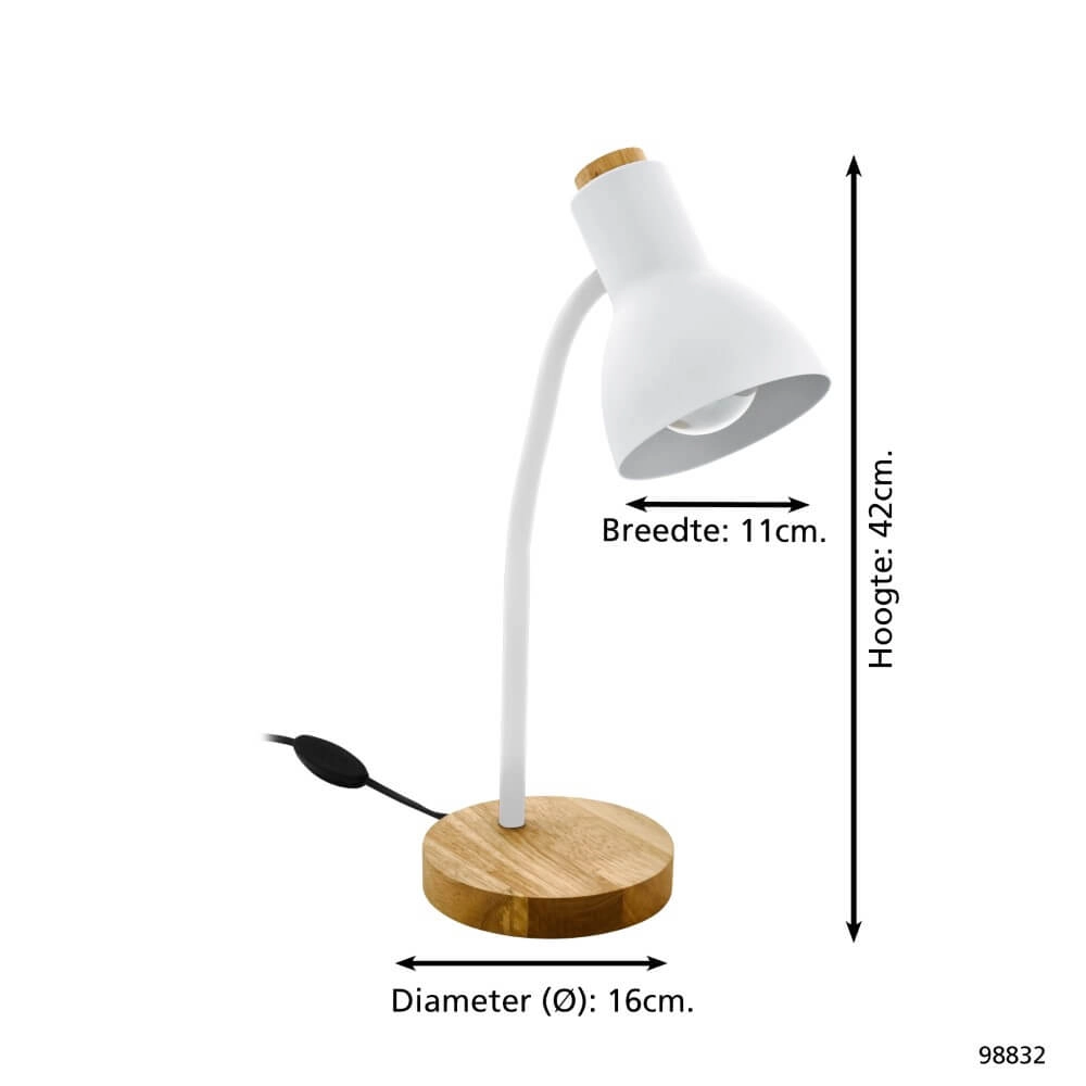 Landelijke bureaulamp Veradal wit met hout Eglo 9002759988326